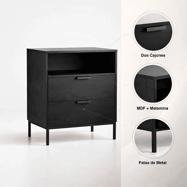 Velador Noir Loft Negro con Patas Metálicas 5