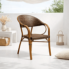 Silla Bistro Parisina Rattan con  reposabrazos Jolie  - Café Oscuro 2