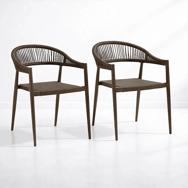 Pack de 2 Sillas de Terraza Douce - Aluminio y Rattan 1