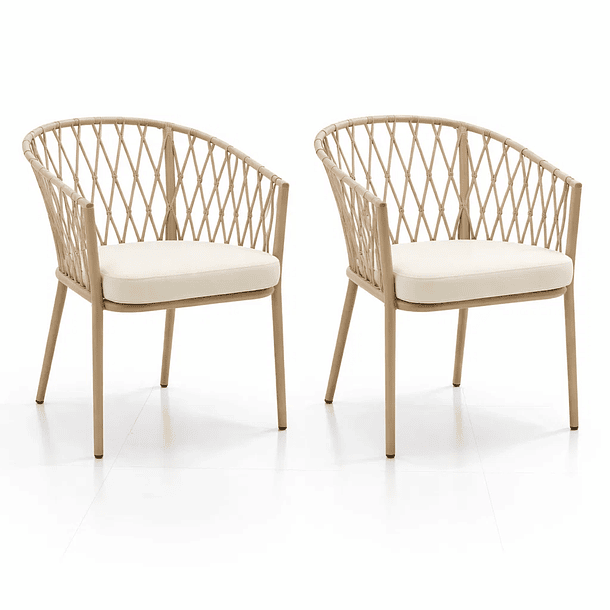 Pack de 2 Sillas de Terraza Trame - Aluminio y Cuerda 1