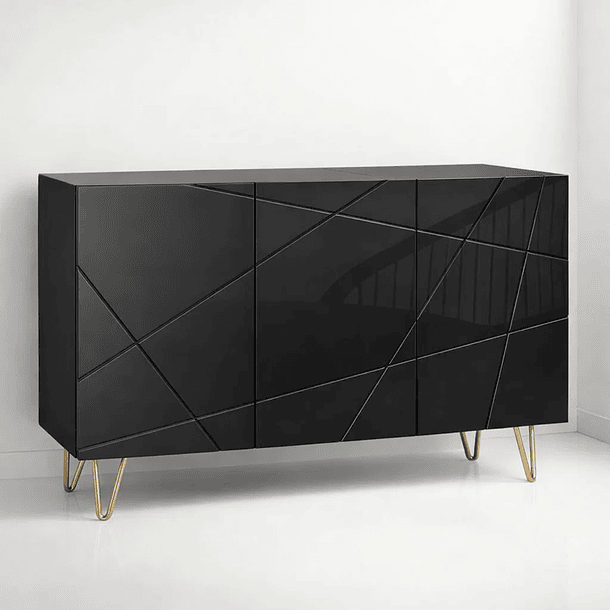 Buffet Moderno LuxLine Negro con Patas Doradas 1