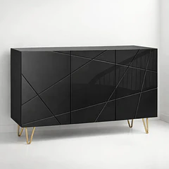 Buffet Moderno LuxLine Negro con Patas Doradas