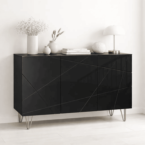 Buffet Moderno LuxLine Negro con Patas Doradas 2