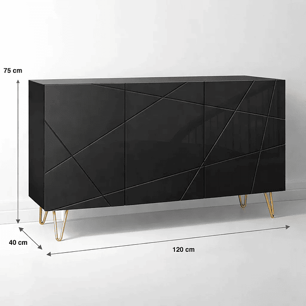 Buffet Moderno LuxLine Negro con Patas Doradas 4
