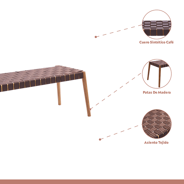 Banqueta Austral 120cm - Cinta Tejida de Nailon café 6