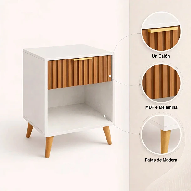 Velador Toulouse Blanco / Madera - blanco 5