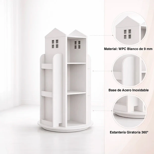 Estanteria para niños giratoria - blanco 5
