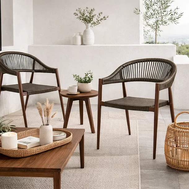 Pack de 2 Sillas de Terraza Douce - Aluminio y Rattan 3