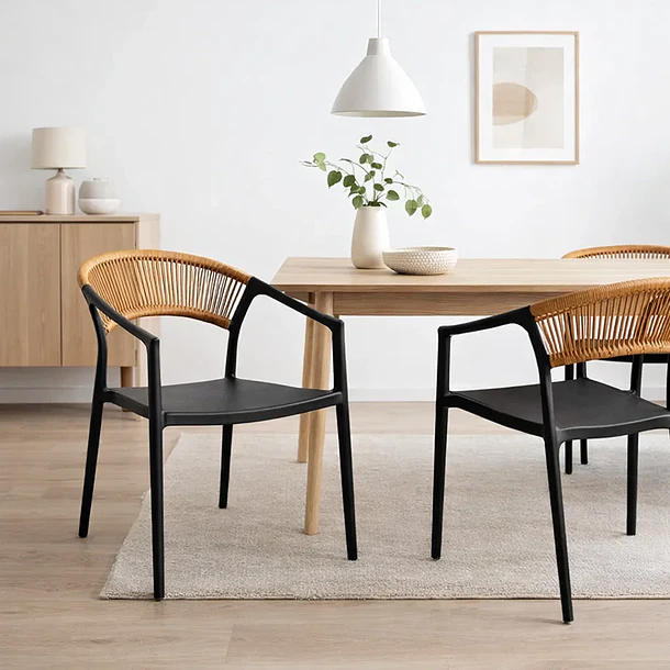 Silla Minimalista Ratán Respaldo Curvo Verona 3