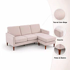 Sofá Esquinero Urban Lounge con Asiento Acolchado - Beige 5