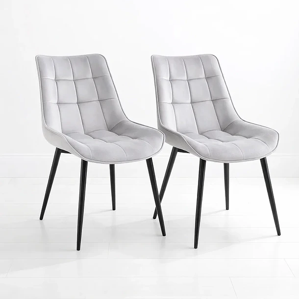 Pack de 2 Sillas de Comedor Macron Acolchada Terciopelo - Gris 1
