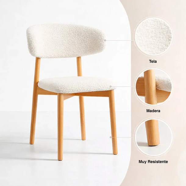 Silla Cloud Madera - Beige 5