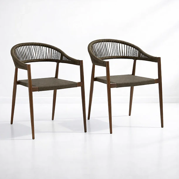 Pack de 2 Sillas de Terraza Douce - Aluminio y Rattan 1