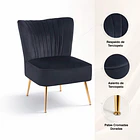 Sillón Glamour Noir con Patas Doradas - Negro 5