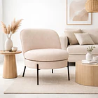 Butaca Lía Tapizada en Tela Clara con Patas Metálicas Negras 3