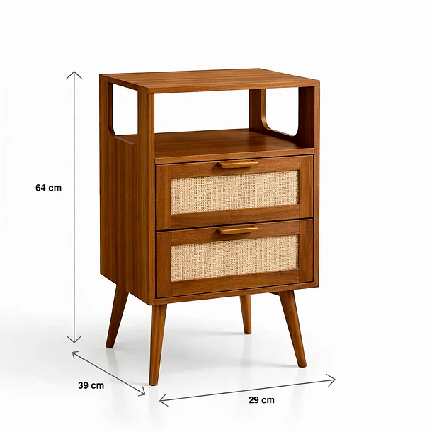 Velador Velia Rattan con Cajones y Diseño Natural 4