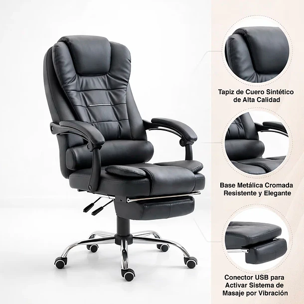Silla ejecutiva masajeadora negra 5