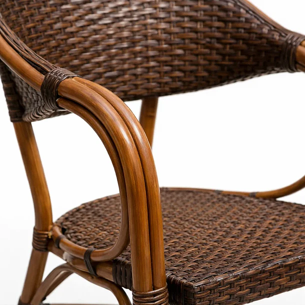 Silla Bistro Parisina Rattan con  reposabrazos Jolie  - Café Oscuro 6