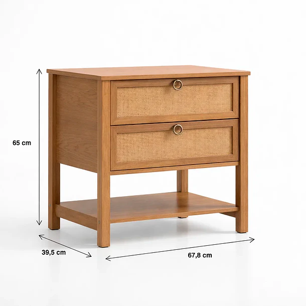 Velador Duna Rattan Ancho con Cajones de Ratán 4