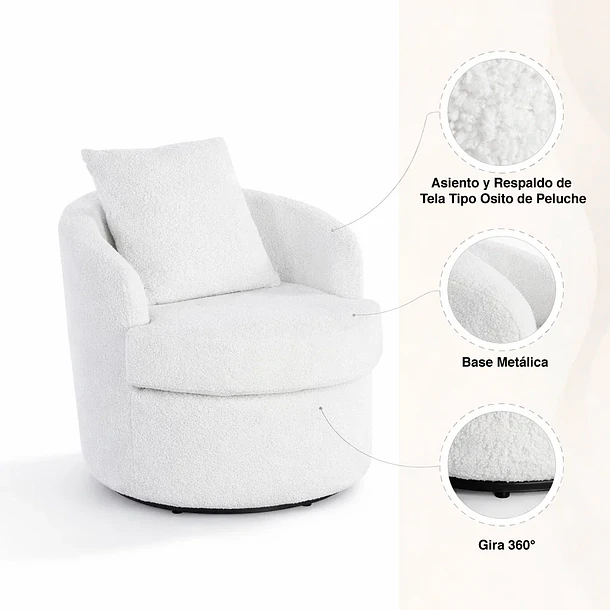 Sillón Giratorio Teddy Comfort 360° 5