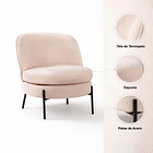 Butaca Lía Tapizada en Tela Clara con Patas Metálicas Negras 5