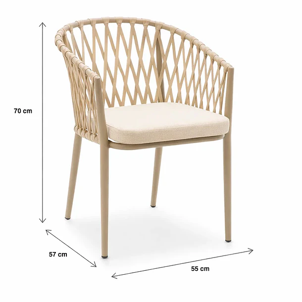 Pack de 2 Sillas de Terraza Trame - Aluminio y Cuerda 4