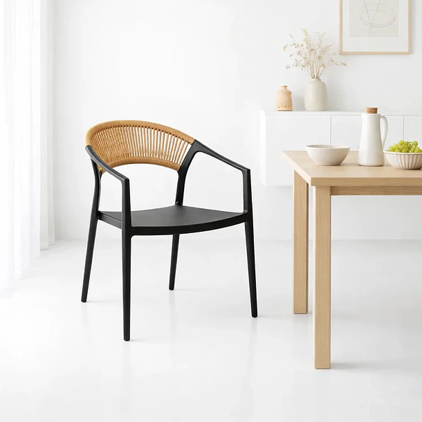 Silla Minimalista Ratán Respaldo Curvo Verona 2