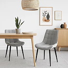 Pack de 2 Sillas de Comedor Macron Acolchada Terciopelo - Gris 3