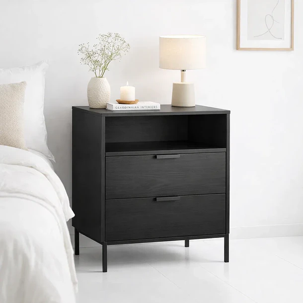 Velador Noir Loft Negro con Patas Metálicas 2