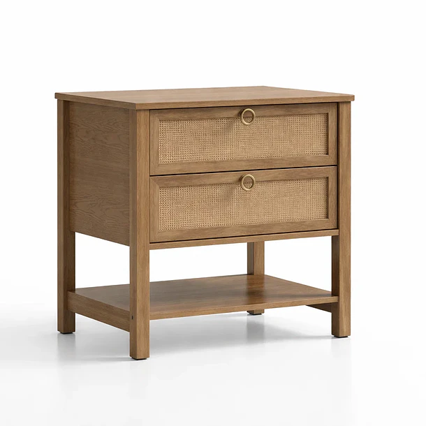 Velador Duna Rattan Ancho con Cajones de Ratán 1