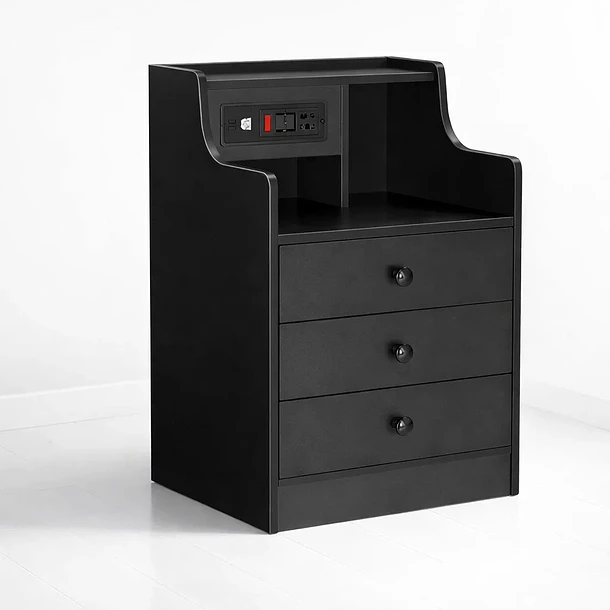 Velador Urbano Smart con Enchufe Integrado Negro de 3 Cajones 1