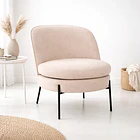 Butaca Lía Tapizada en Tela Clara con Patas Metálicas Negras 2