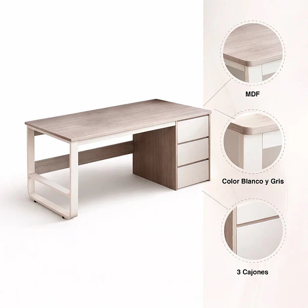 Escritorio con cajones Andorra Gray 5