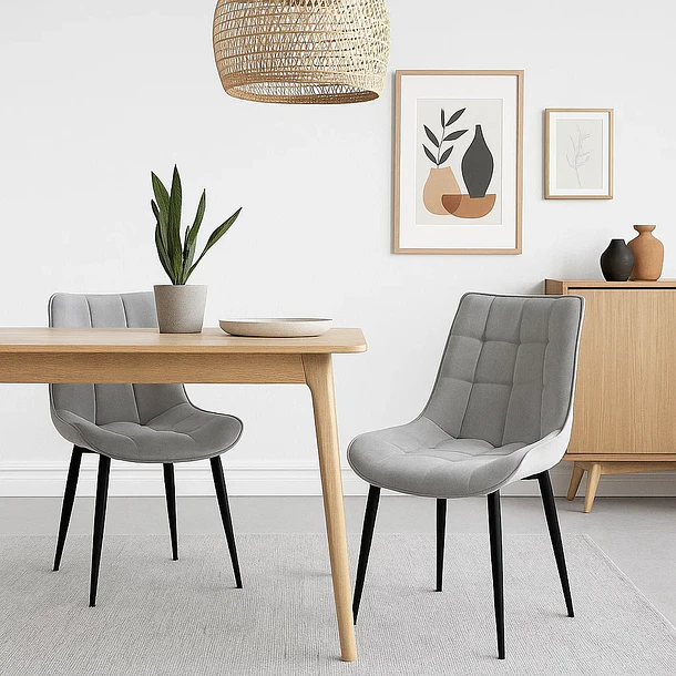 Pack de 2 Sillas de Comedor Macron Acolchada Terciopelo - Gris 3