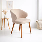 Silla Aura Tapizada en Tela Beige con Patas de Madera 2