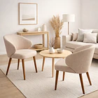 Silla Aura Tapizada en Tela Beige con Patas de Madera 3