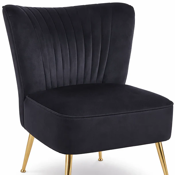 Sillón Glamour Noir con Patas Doradas - Negro 6