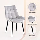 Pack de 2 Sillas de Comedor Macron Acolchada Terciopelo - Gris 5