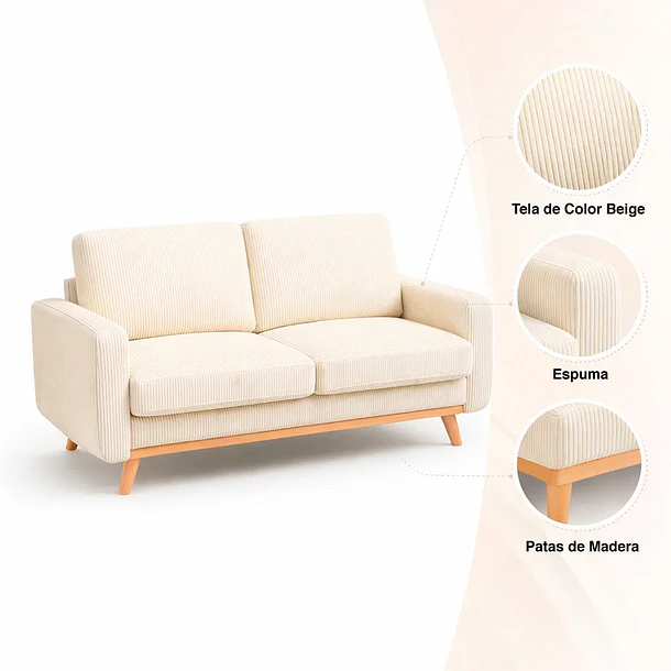 Sofá Velvet Beige Luxe 5