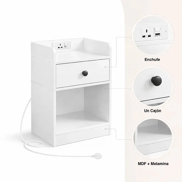 Velador Luma Mini con Enchufe Integrado Compacto - Blanco 5