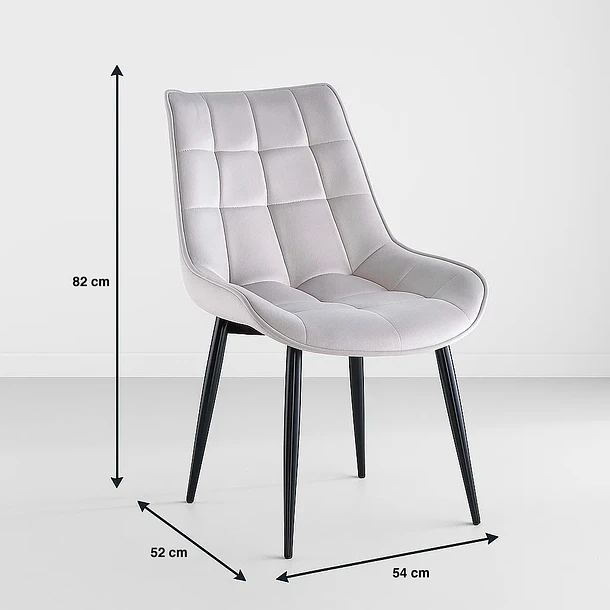 Pack de 2 Sillas de Comedor Macron Acolchada Terciopelo - Gris 4