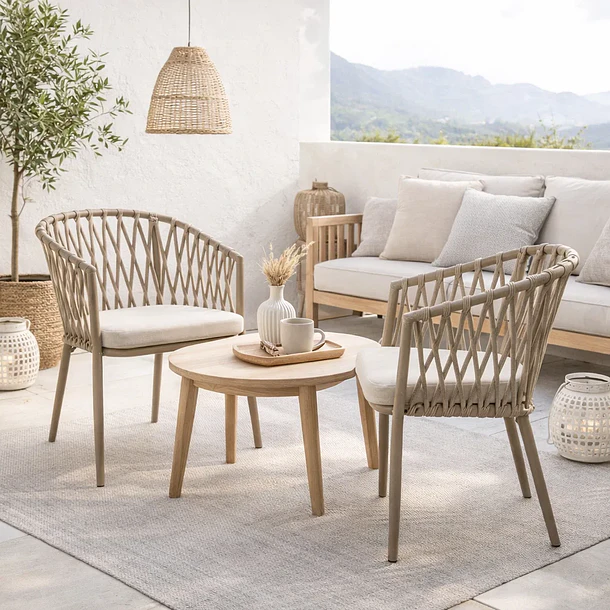 Pack de 2 Sillas de Terraza Trame - Aluminio y Cuerda 2