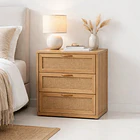 Velador Calma Rattan de Madera Clara con Cajones de Ratán 2