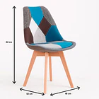 Silla Tulip Patchowork Acolchada Tela Wood - Celeste 7