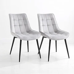 Pack de 2 Sillas de Comedor Macron Acolchada Terciopelo - Gris