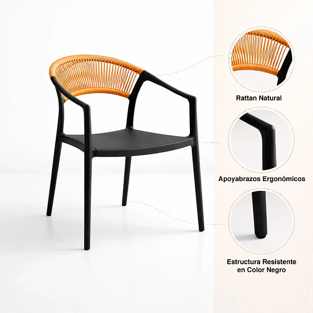 Silla Minimalista Ratán Respaldo Curvo Verona 5