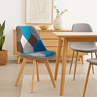 Silla Tulip Patchowork Acolchada Tela Wood - Celeste 6