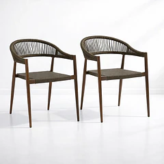 Pack de 2 Sillas de Terraza Douce - Aluminio y Rattan