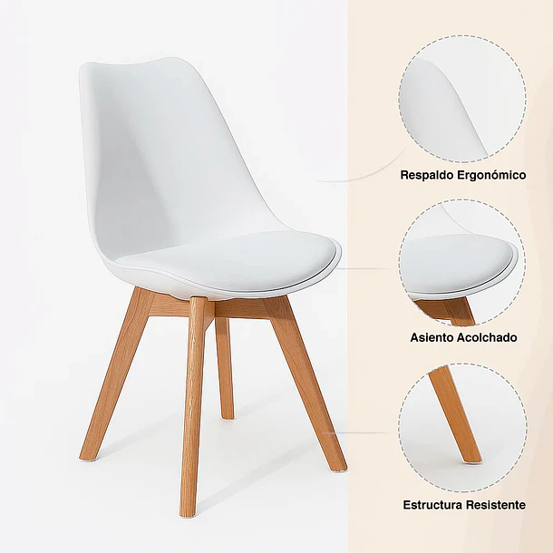 Silla Tulip Acolchada - Blanca 5