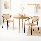 Silla FLET - Estructura Negra con Respaldo Encordado Beige 2
